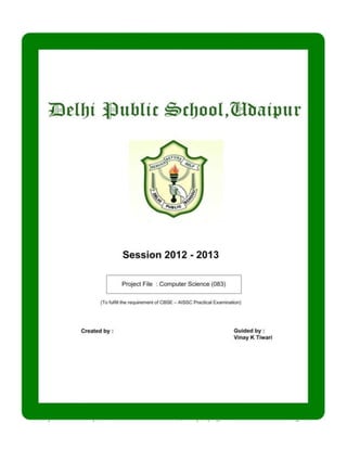 Department of Computer Science Delhi Public School, Udaipur (Raj) - 313001 Page 1
 