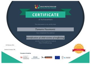Tamara Vucenovic
Identification of child victims of trafficking
02 February 2016
Sendrine Constant, Tdh 2016.02.02.
 
