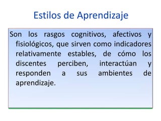 Estilos de Aprendizaje
 