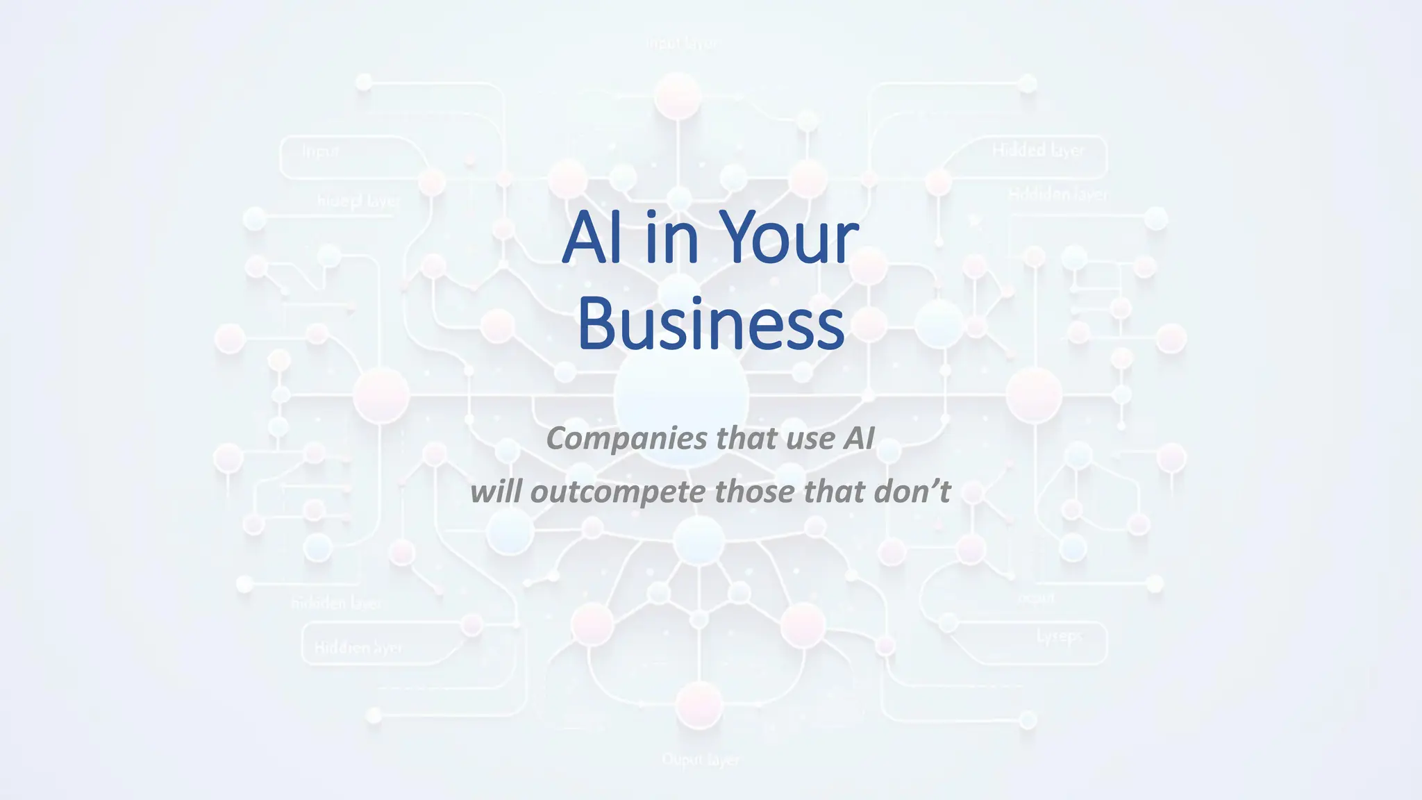 AI in Your
Business
Companies that use AI
will outcompete those that don’t
 