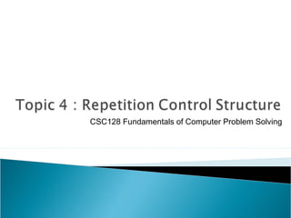 CSC128 Fundamentals of Computer Problem Solving