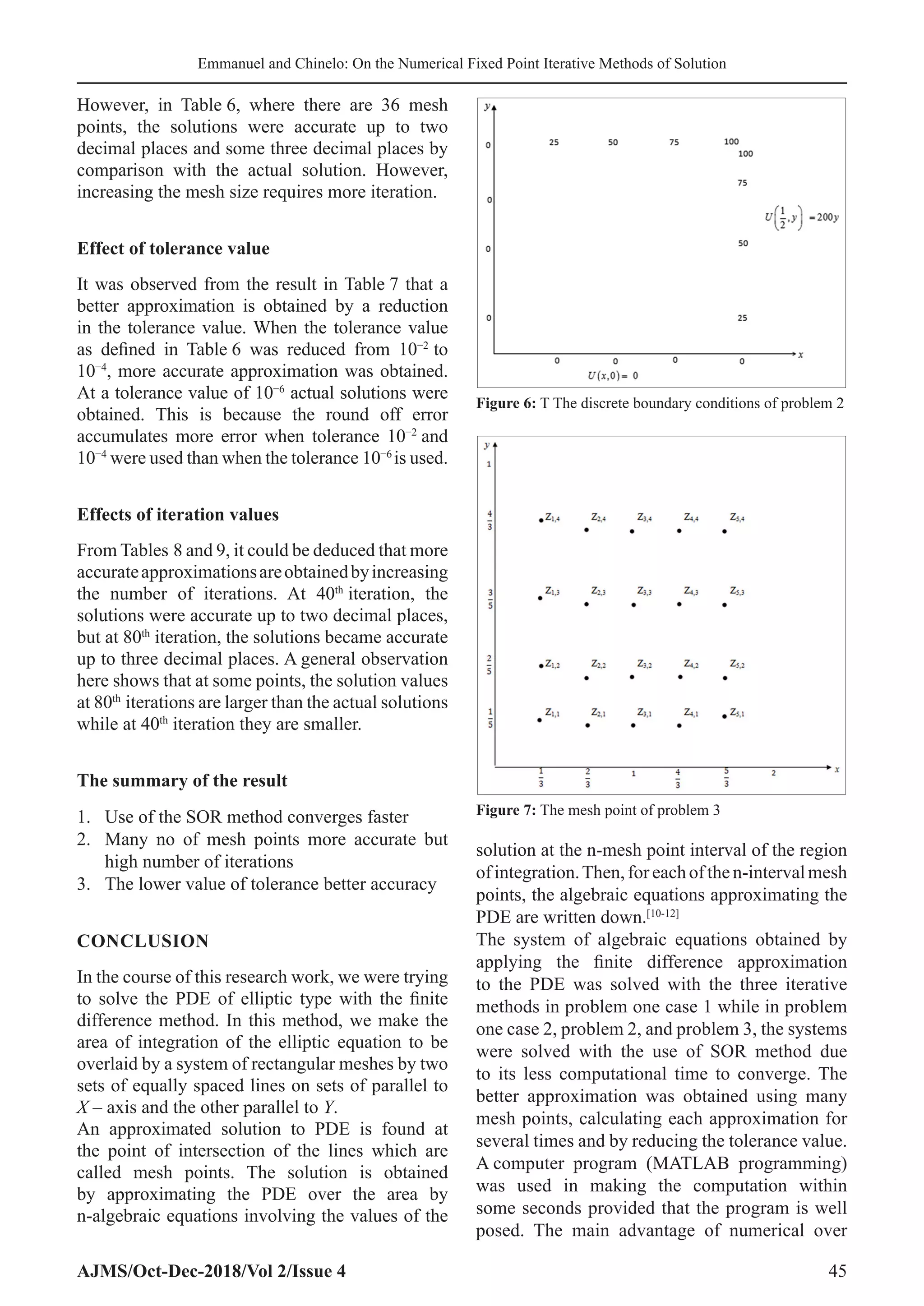 On the Numerical Fixed Point Iterative Methods of Solution for the ...