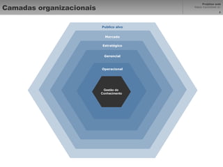 Camadas organizaciona is Gerencial Estratégico Mercado Gestão do  Conhecimento Operacional Publico alvo 