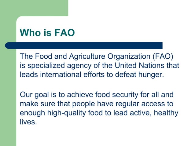 FAO's Role in Agricultural Biotechnology | PPT