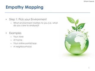 © Norm Tasevski
• Step 1: Pick your Environment
– What environment matters to you (i.e. what
do you care to analyse)?
• Ex...