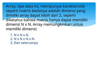 Konsep Array dalam bahasa pemrograman java | PPTX