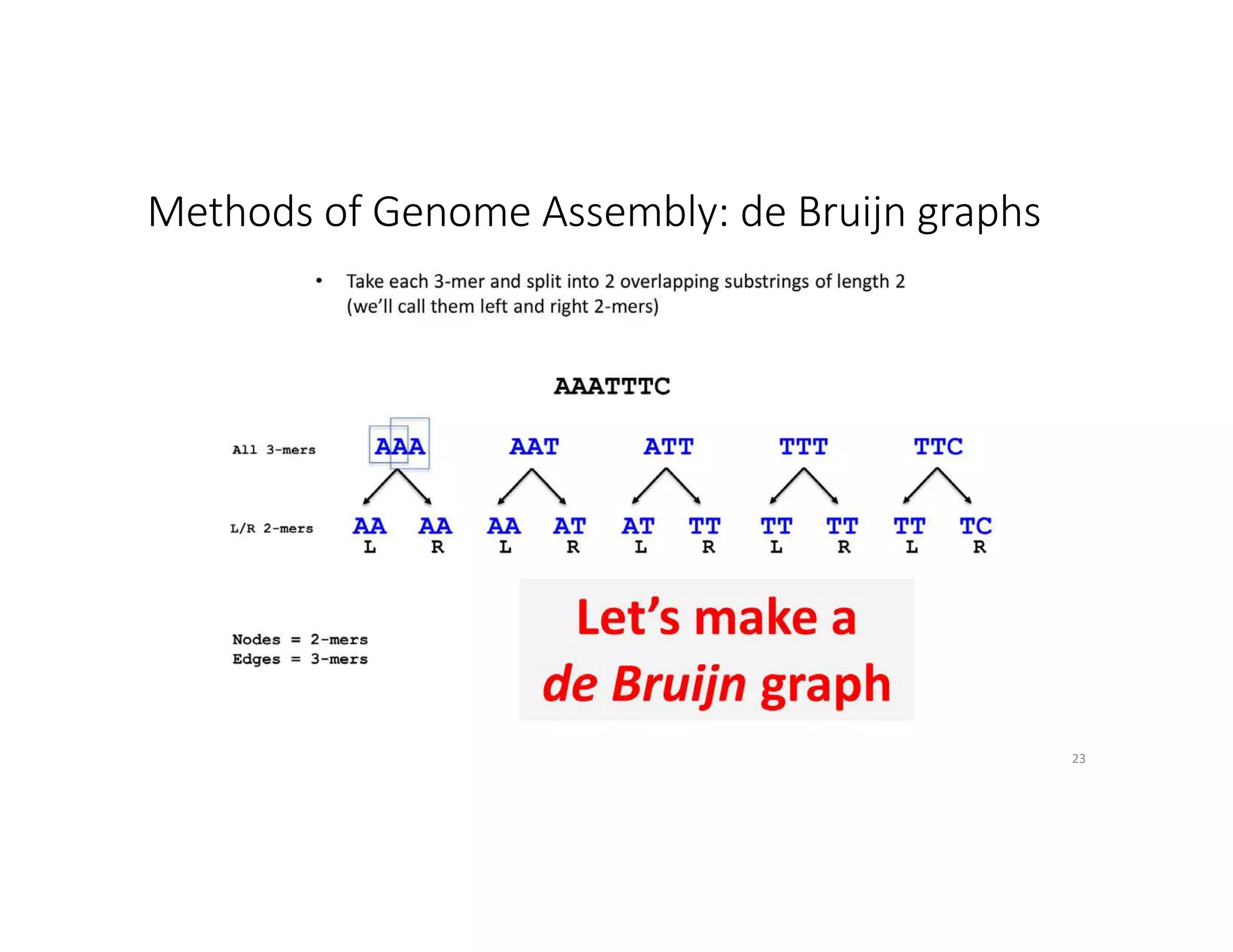Methods of Genome Assembly: de Bruijn graphs
23
 