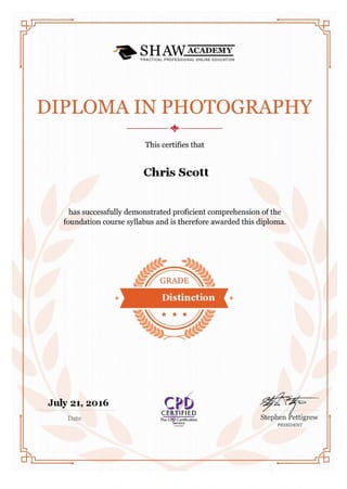 Certificate - Diploma in Photography