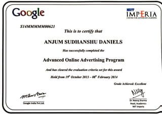 Advance Online Marketing Program- Google