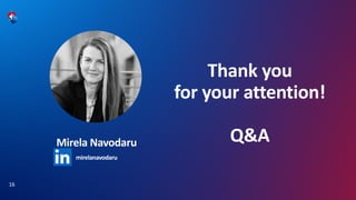 Thank you
for your attention!
Q&A
16
Mirela Navodaru
mirelanavodaru
 