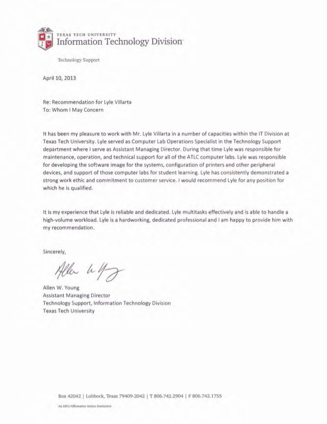 letter of recommendation ttu virginia tech letter of recommendation