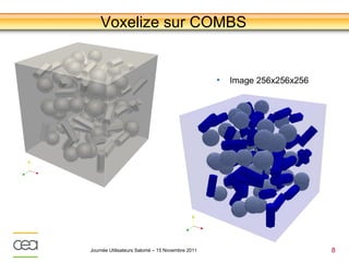Voxelize sur COMBS


                                                 •   Image 256x256x256




Journée Utilisateurs Salomé – 15 Novembre 2011                           8
 