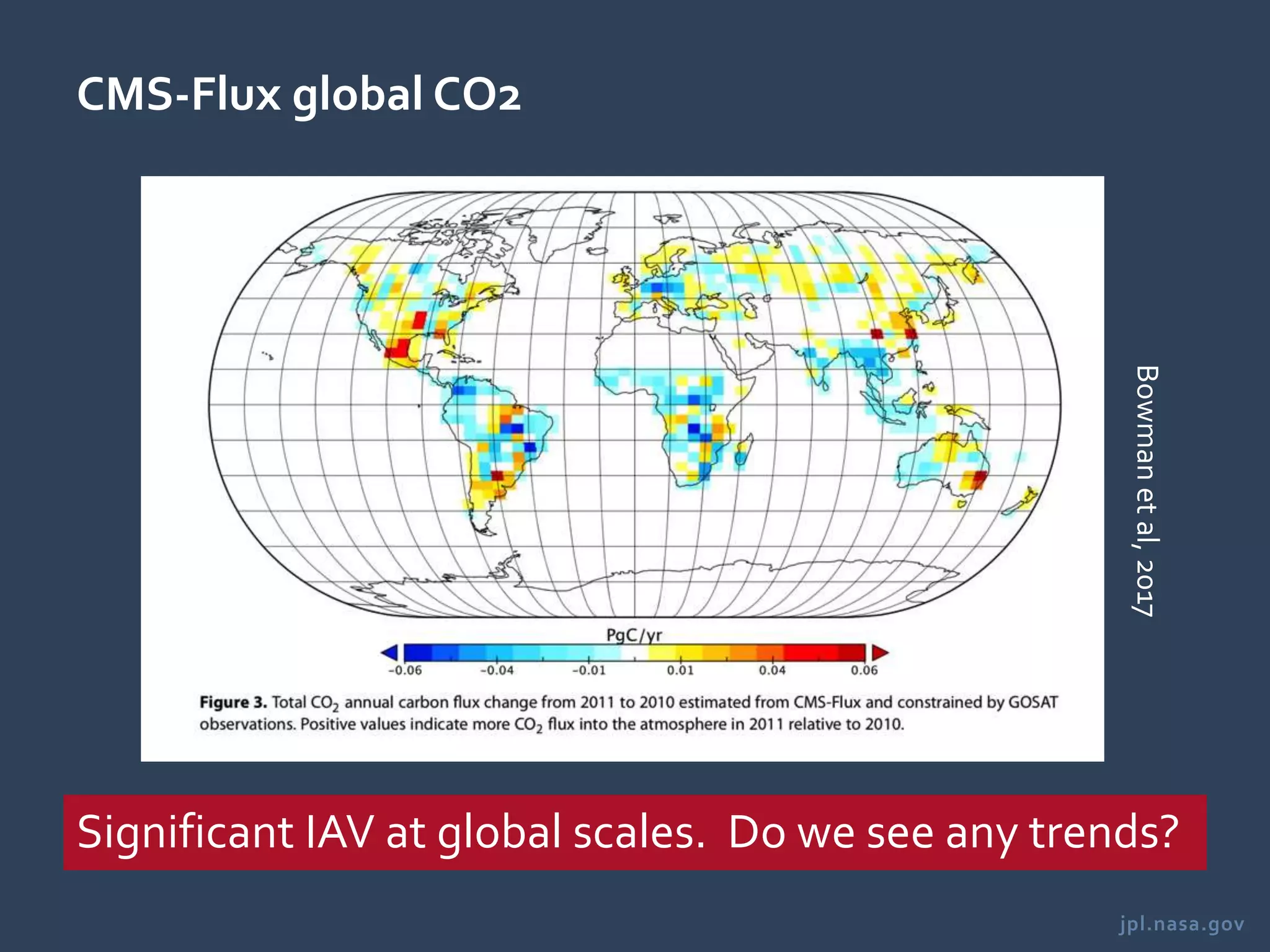 jpl.nasa.gov
CMS-Flux global CO2
Bowmanetal,2017
Significant IAV at global scales. Do we see any trends?
 