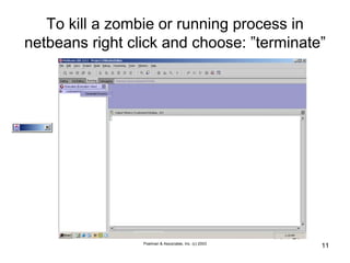 Poelman & Associates, Inc. (c) 2003
11
To kill a zombie or running process in
netbeans right click and choose: ”terminate”
 