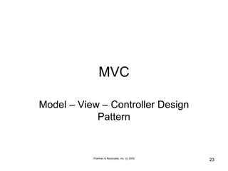Poelman & Associates, Inc. (c) 2003
23
MVC
Model – View – Controller Design
Pattern
 