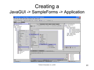 Poelman & Associates, Inc. (c) 2003
61
Creating a
JavaGUI -> SampleForms -> Application
 