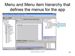 Poelman & Associates, Inc. (c) 2003
62
Menu and Menu item hierarchy that
defines the menus for the app
 