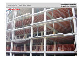 Building Construction
Dr. Ignacio Javier PALMA CARAZO
4. Flats in Floor and Roof
One-way slabs
Ignacio
Javier PALM
A
CARAZO
ARC/CADD/DAU/KSA
 