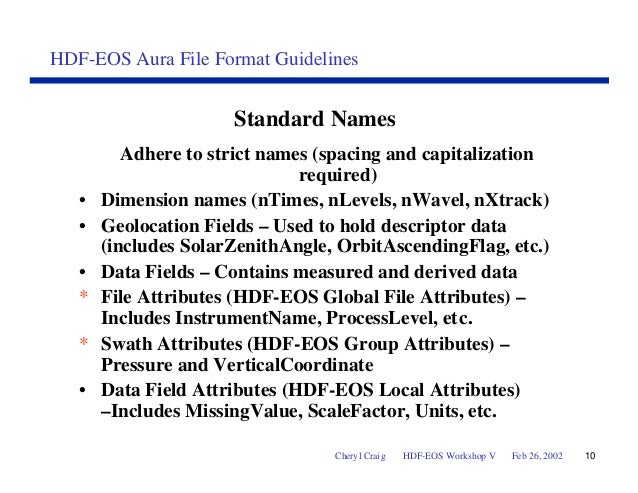 hdf eos aura file format guidelines hdf file format