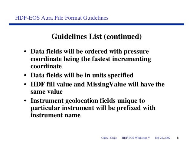 hdf eos aura file format guidelines hdf file format