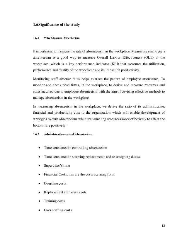 employee absenteeism form