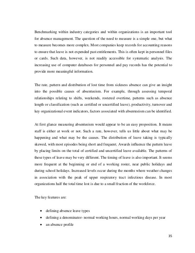 Sample research paper on absenteeism