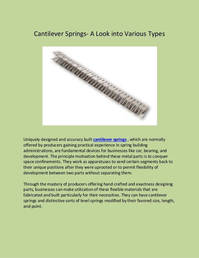 Cantilever Springs A Look into Various Types