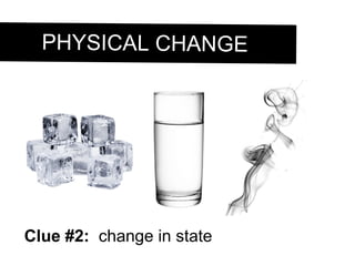 Clue #2: change in state PHYSICAL CHANGE