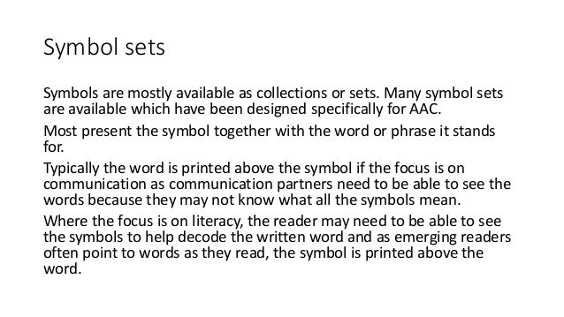 Choosing a symbol set
