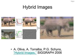 Hybrid Images
• A. Oliva, A. Torralba, P.G. Schyns,
“Hybrid Images,” SIGGRAPH 2006
Hays
 
