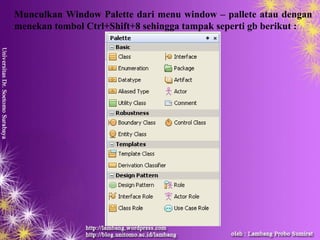 Munculkan Window Palette dari menu window – pallete atau dengan
menekan tombol Ctrl+Shift+8 sehingga tampak seperti gb berikut :
 