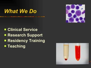What We Do Clinical Service Research Support Residency Training Teaching 