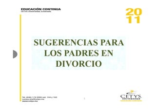 SUGERENCIAS PARA
LOS PADRES EN
1
LOS PADRES EN
DIVORCIO
 