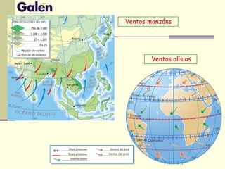 Ventos monzóns
Ventos alisios
 