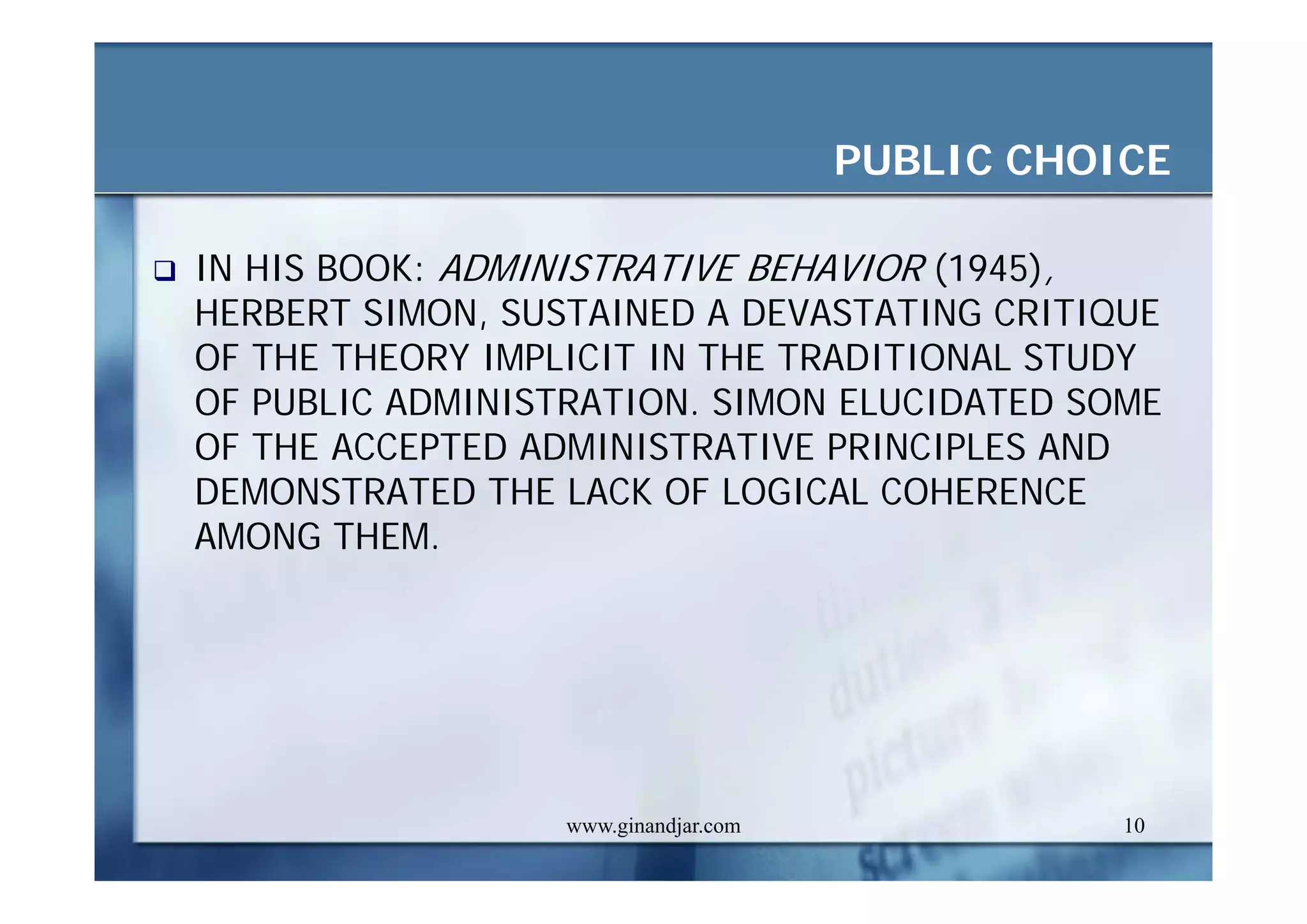 CURRENT ISSUES IN PUBLIC ADMINISTRATION