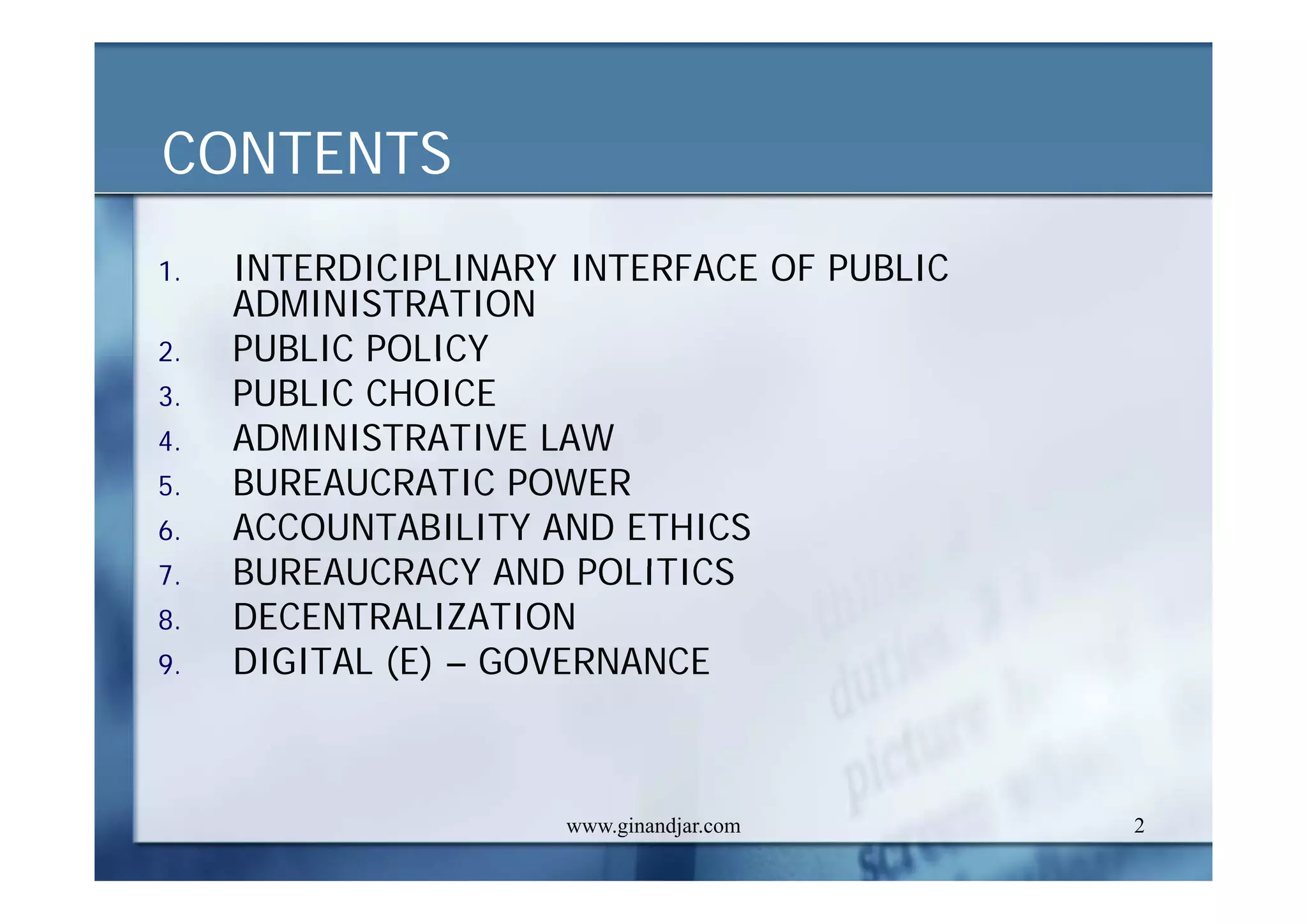CURRENT ISSUES IN PUBLIC ADMINISTRATION