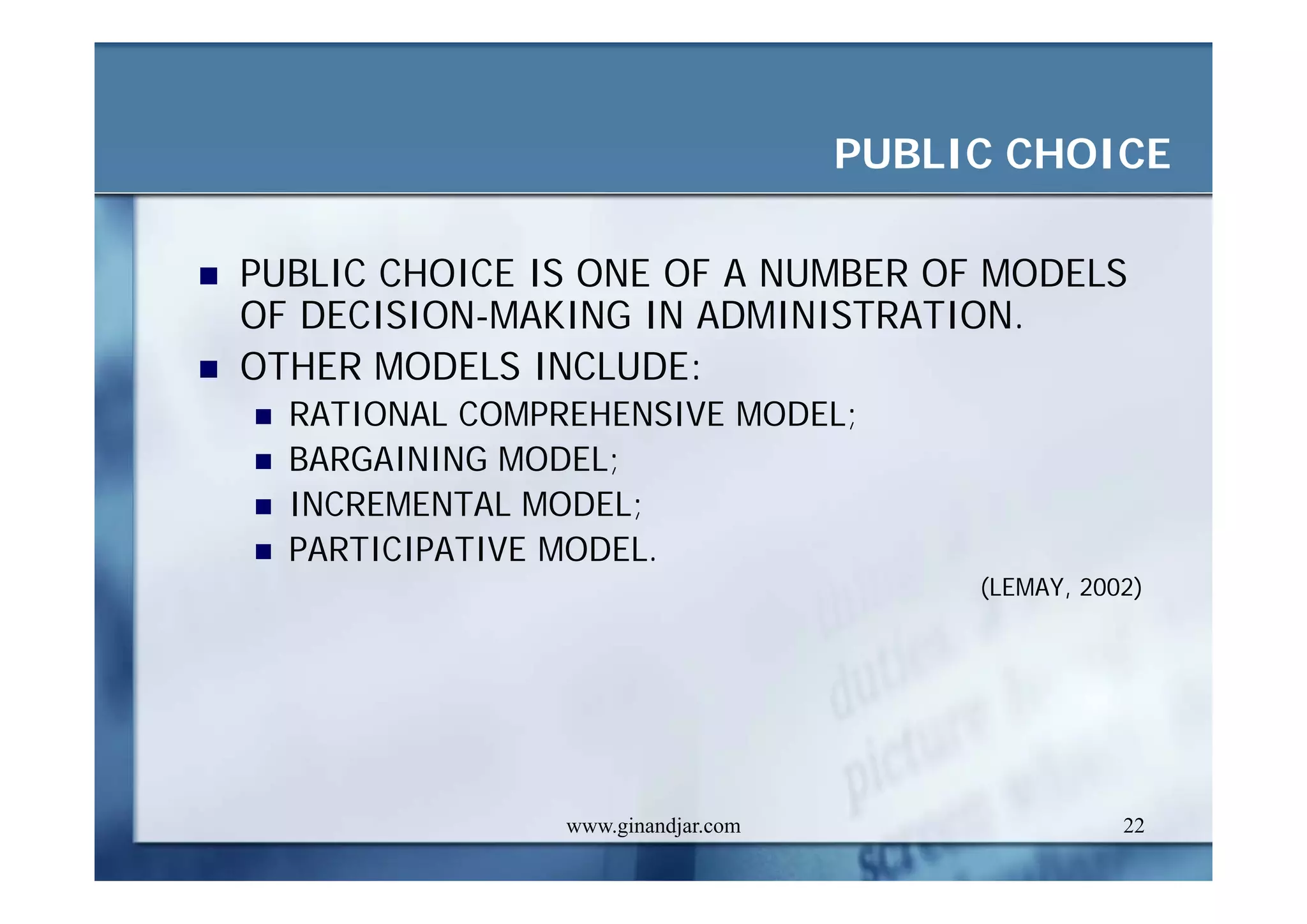 CURRENT ISSUES IN PUBLIC ADMINISTRATION