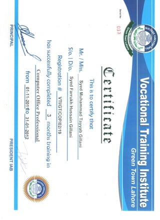 Tayyab(Certificate)
