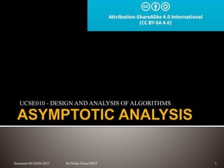UCSE010 - DESIGN AND ANALYSIS OF ALGORITHMS
1
Dr.Nisha Soms/SRIT
Semester-06/2020-2021
 