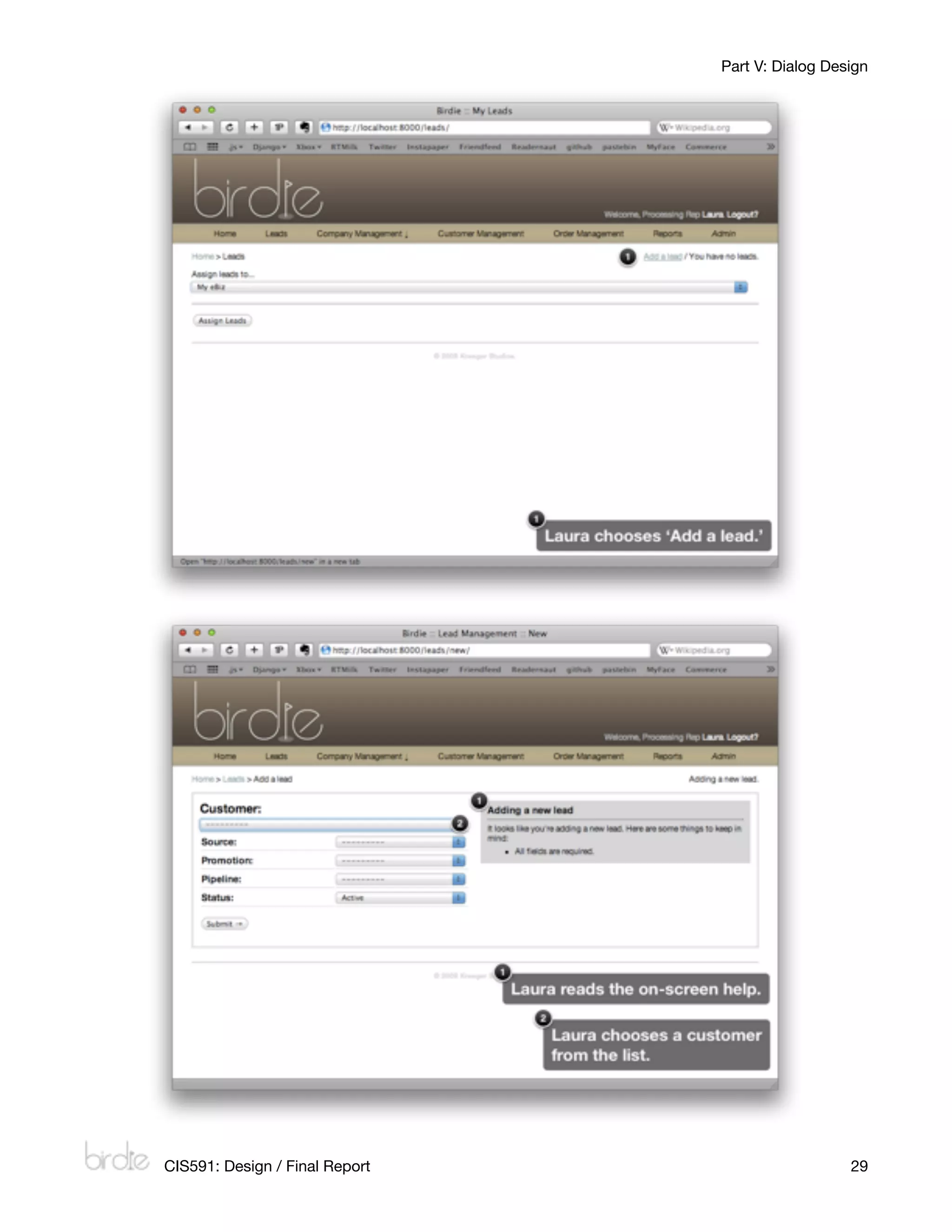 Part V: Dialog Design




    CIS591: Design / Final Report
                     29
 