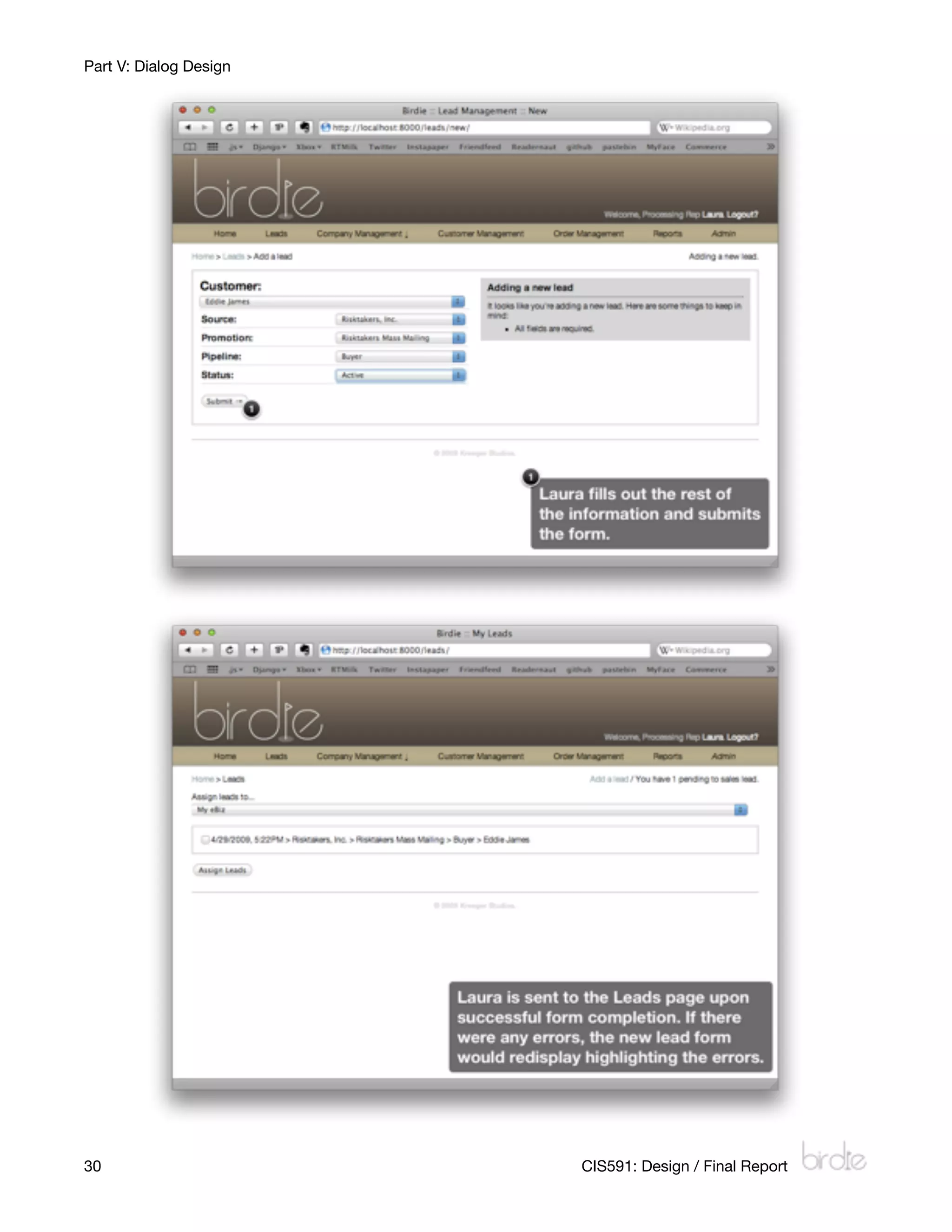 Part V: Dialog Design




30
                     CIS591: Design / Final Report
 