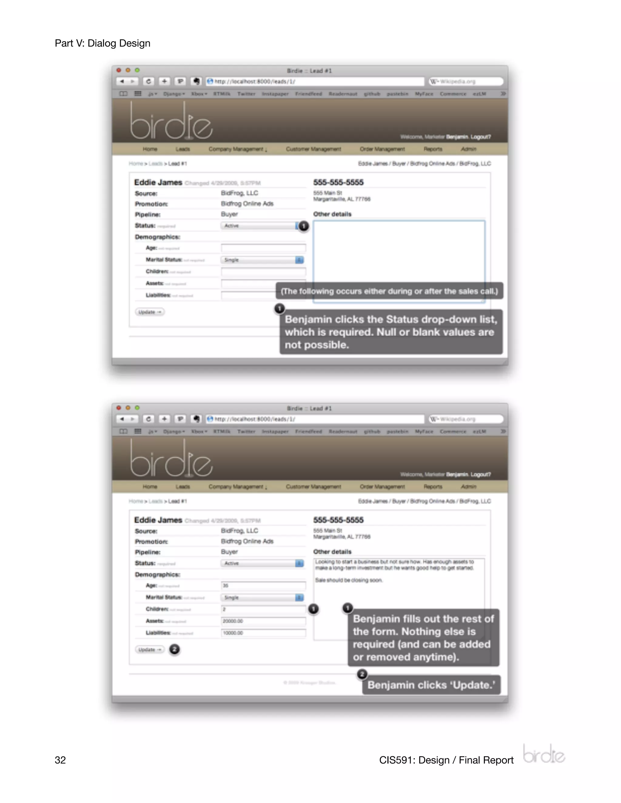 Part V: Dialog Design




32
                     CIS591: Design / Final Report
 