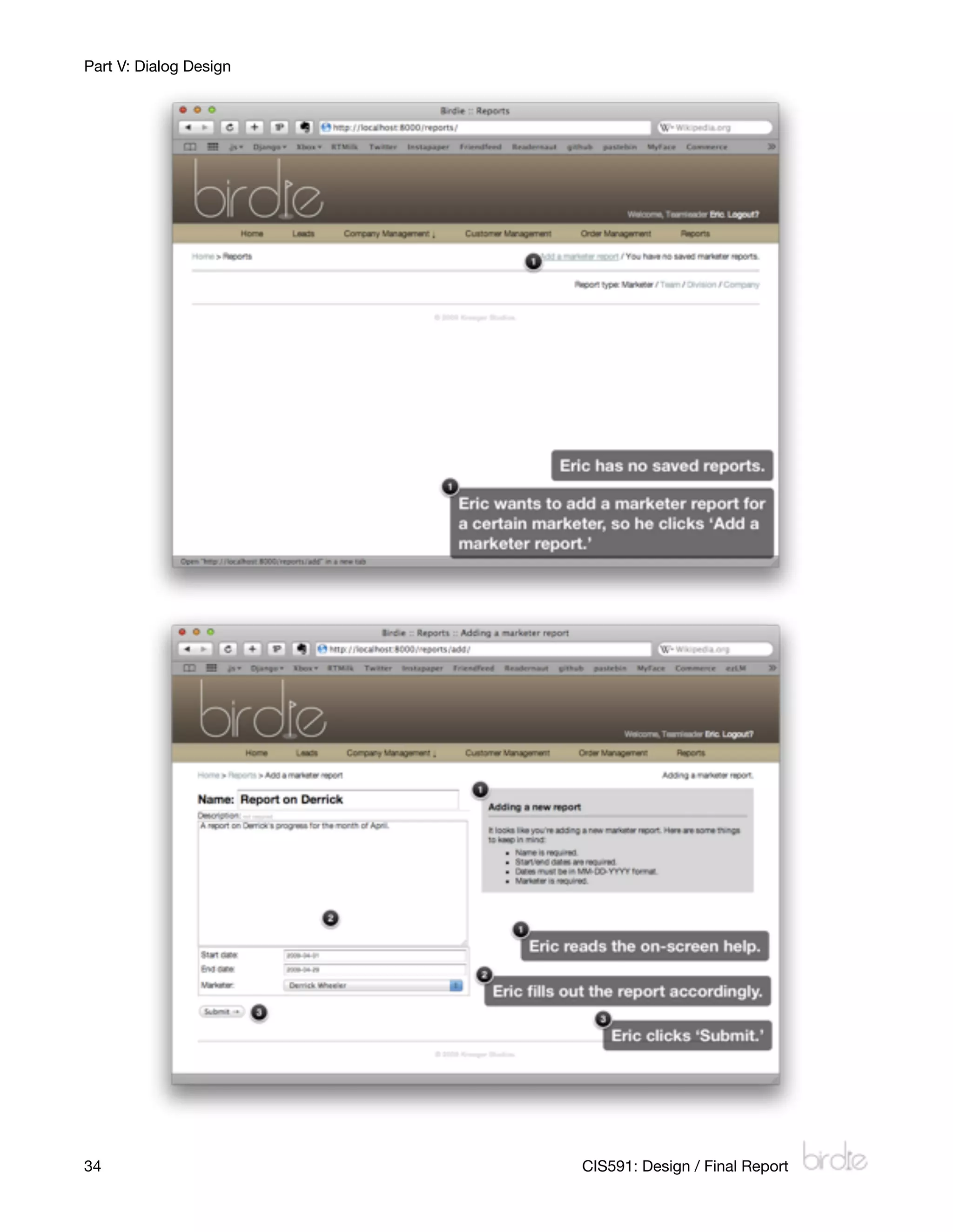Part V: Dialog Design




34
                     CIS591: Design / Final Report
 