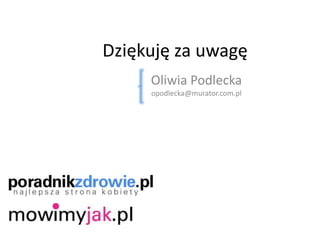Dziękuję za uwagę
Oliwia Podlecka
opodlecka@murator.com.pl
 