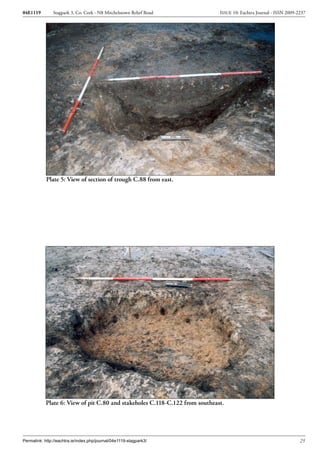 04E1119        Stagpark 3, Co. Cork - N8 Mitchelstown Relief Road             ISSUE 10: Eachtra Journal - ISSN 2009-2237




            Plate 5: View of section of trough C.88 from east.




            Plate 6: View of pit C.80 and stakeholes C.118-C.122 from southeast.




Permalink: http://eachtra.ie/index.php/journal/04e1119-stagpark3/                                                    25
 