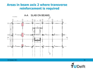 25 October 2011 26
Areas in beam axis 2 where transverse
reinforcement is required
 