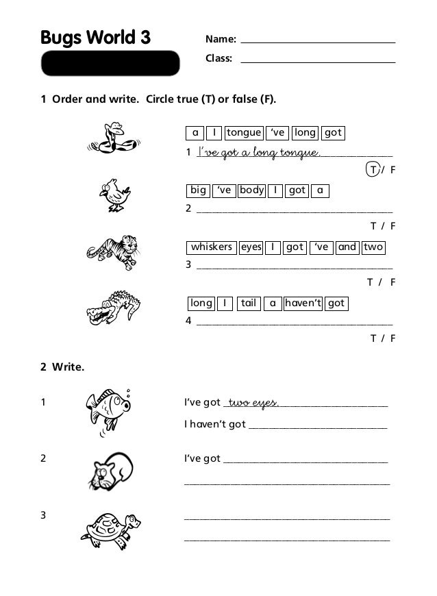 Ejercicios De Inglés 1º 2º 3º Primaria