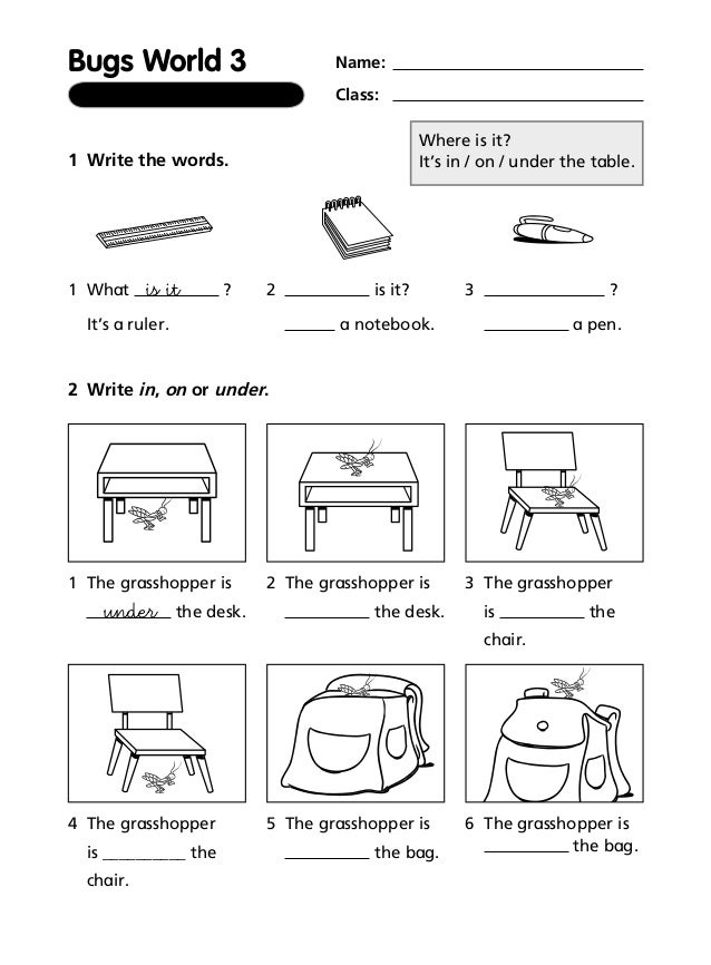 Ejercicios De Inglés 1º 2º 3º Primaria
