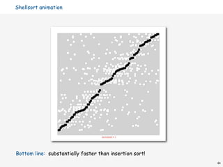 Shellsort animation




Bottom line: substantially faster than insertion sort!
                                                         44
 