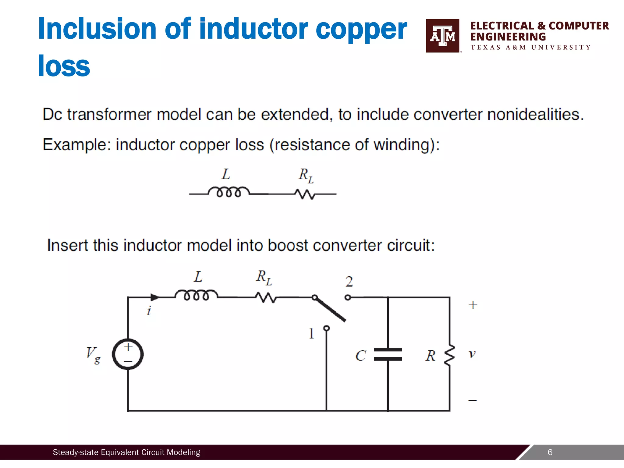 6
Steady-state Equivalent Circuit Modeling
Inclusion of inductor copper
loss
 